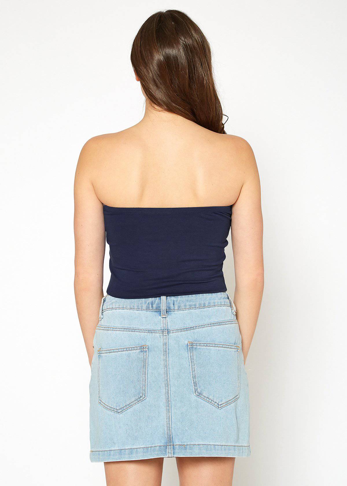 A stylish Women's Off Shoulder Cropped Tube Top in a soft fabric, showcasing its elegant off-shoulder design and cropped fit.