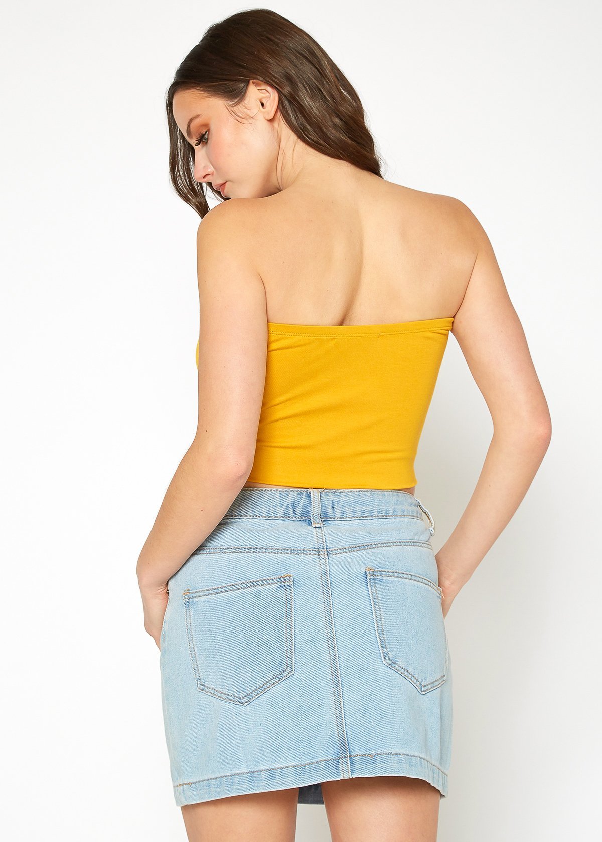 A stylish Women's Off Shoulder Cropped Tube Top in a soft fabric, showcasing its elegant off-shoulder design and cropped fit.