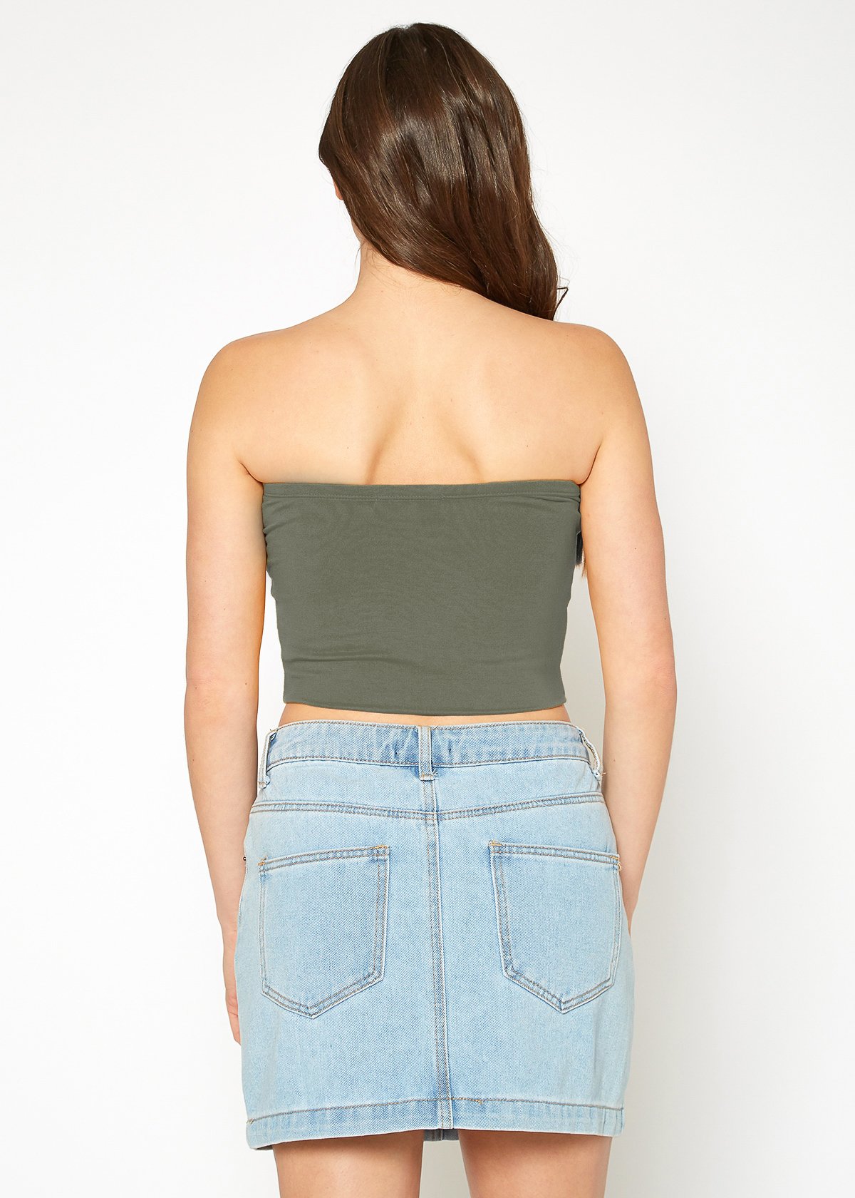 A stylish Women's Off Shoulder Cropped Tube Top in a soft fabric, showcasing its elegant off-shoulder design and cropped fit.