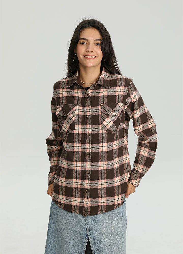 Women's Timberline Midweight Flannel Shirt in 100% cotton with corduroy trim, showcasing a classic button-up design.