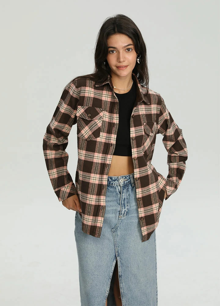 Women's Timberline Midweight Flannel Shirt in 100% cotton with corduroy trim, showcasing a classic button-up design.