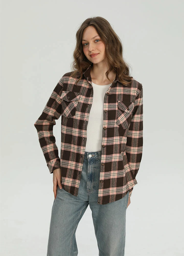 Women's Timberline Midweight Flannel Shirt in 100% cotton with corduroy trim, showcasing a classic button-up design.