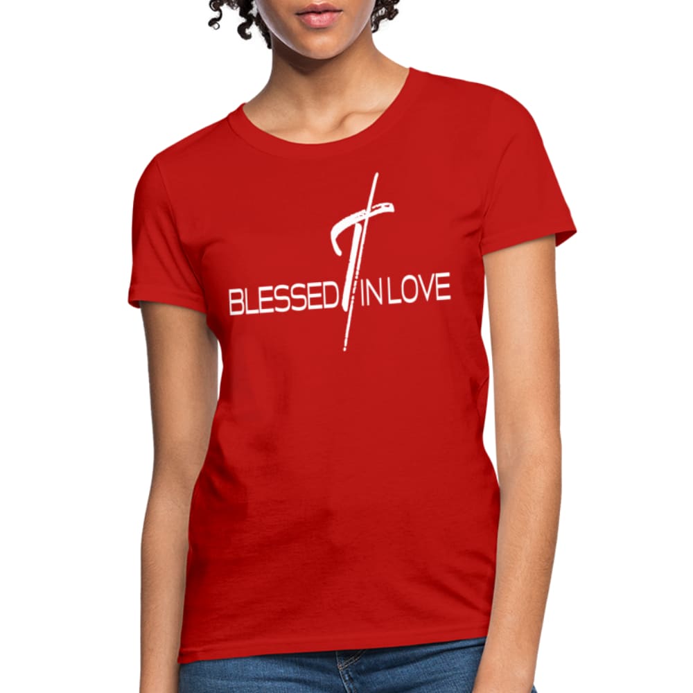 Womens Blessed in Love Graphic Tee in soft cotton, featuring a stylish design and comfortable fit, perfect for casual wear.