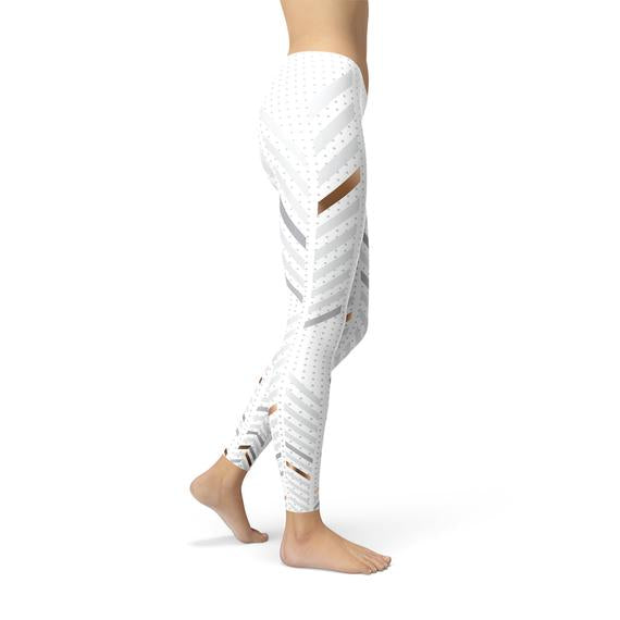 Womens White Stripes Leggings featuring unique graphic design, perfect for workouts and casual wear.