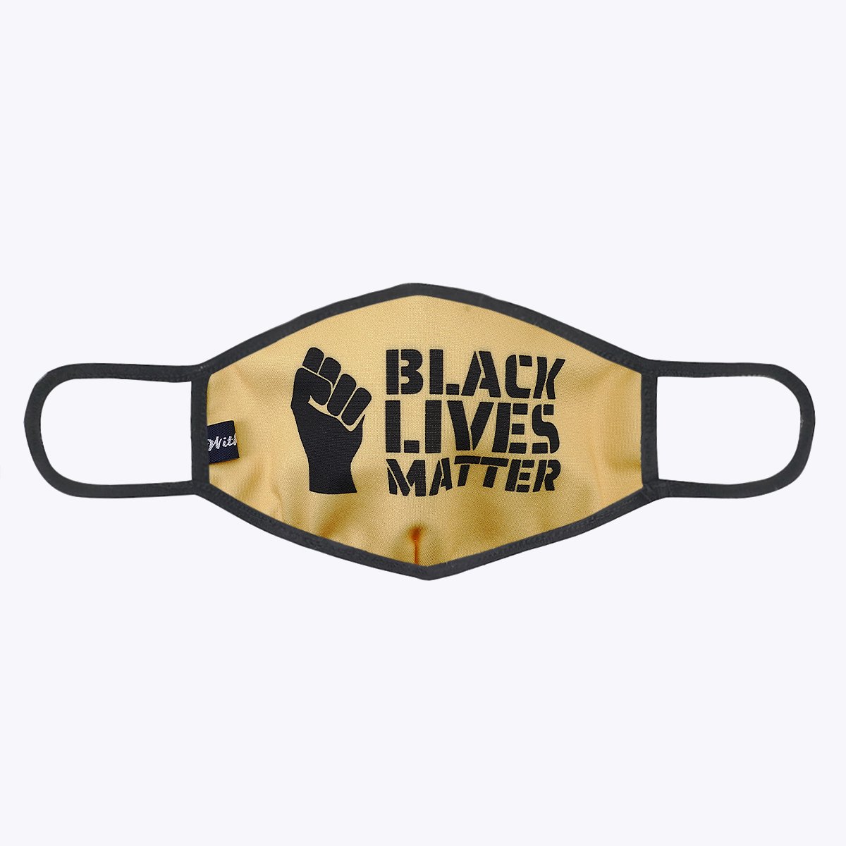 Yellow Black Lives Matter 3-layered face mask with unique print design, made from polyester and cotton, suitable for unisex wear.