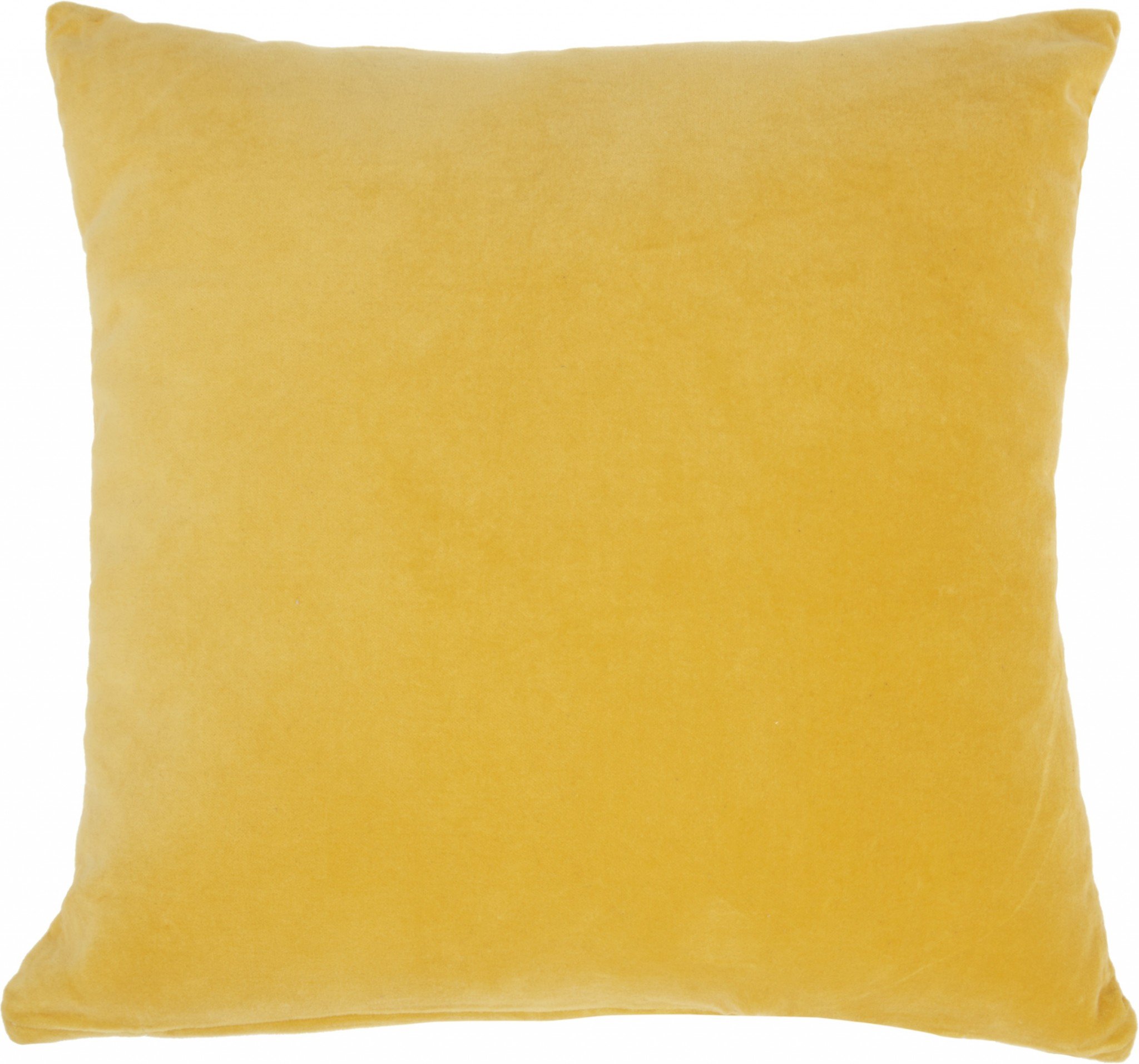 A vibrant yellow velvet throw pillow with a soft texture, perfect for modern home decor.