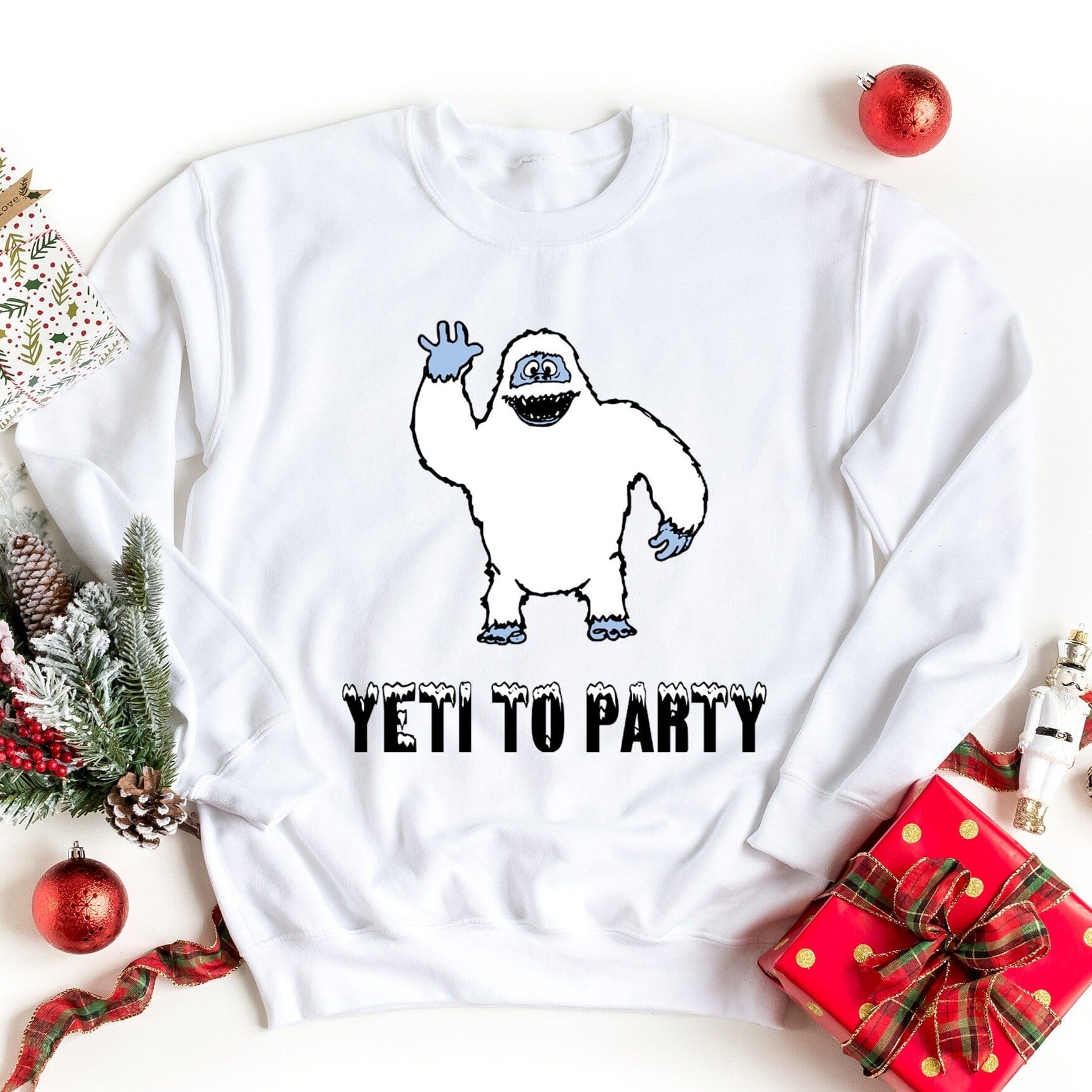 Yeti To Party Sweatshirt in a cozy fit, showcasing its stylish design and comfortable fabric.