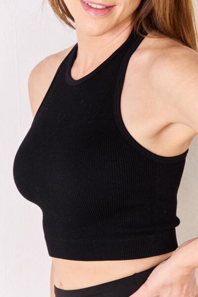 Zenana Full Size Ribbed Racerback Tank in various colors, showcasing its ribbed texture and racerback design.