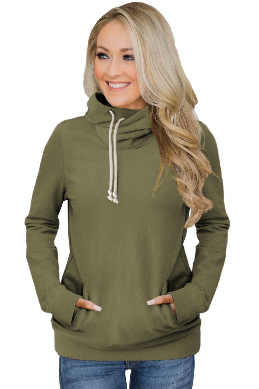 A stylish Zipper Pocket Hoodie in a cozy fabric, featuring a high neckline and ribbed cuffs, perfect for casual wear.