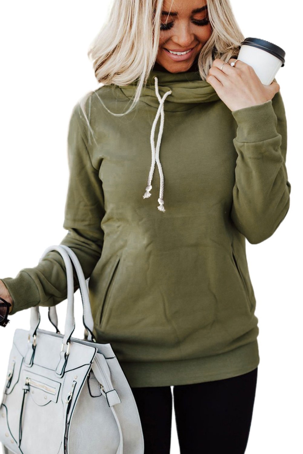 A stylish Zipper Pocket Hoodie in a cozy fabric, featuring a high neckline and ribbed cuffs, perfect for casual wear.