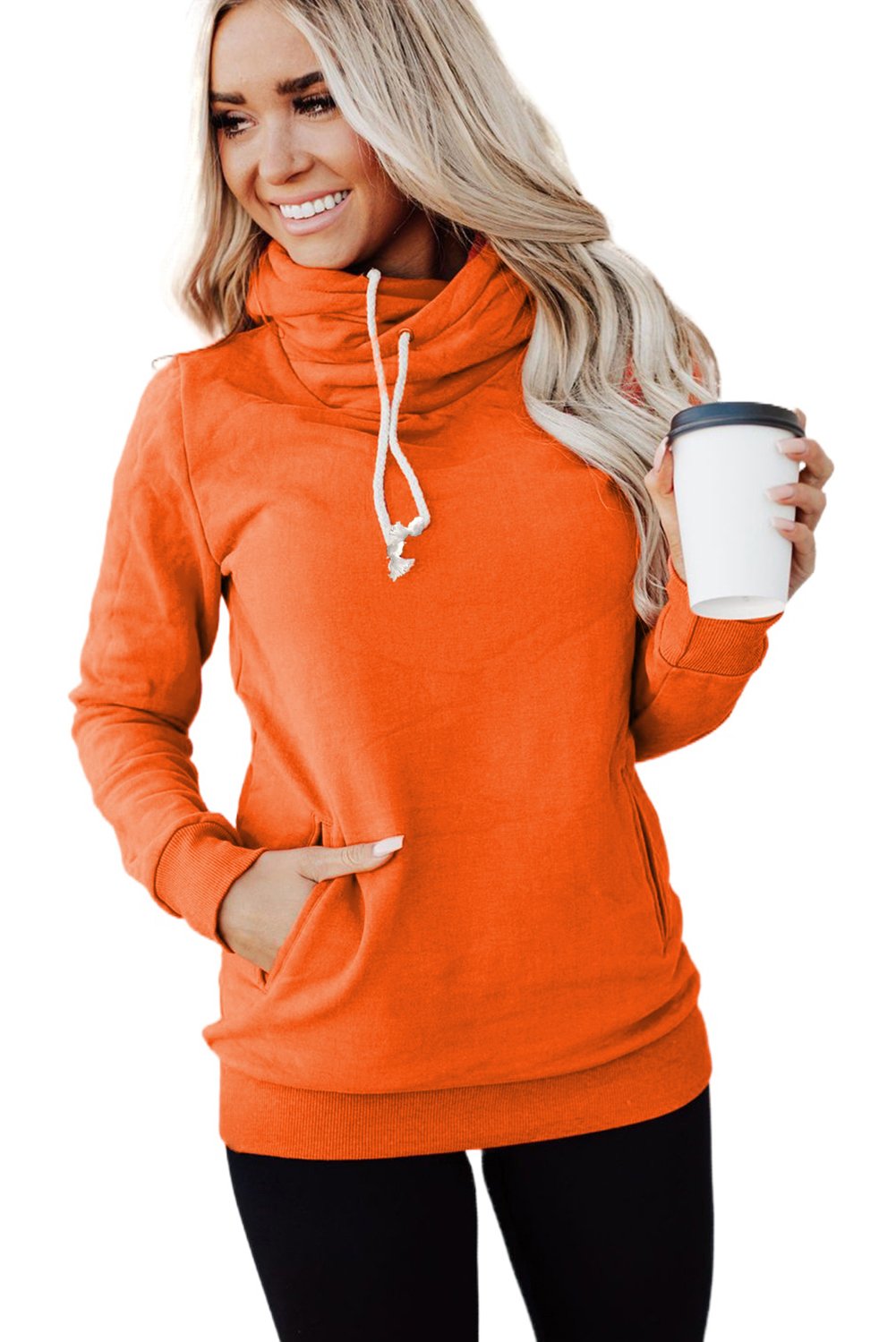 A stylish Zipper Pocket Hoodie in a cozy fabric, featuring a high neckline and ribbed cuffs, perfect for casual wear.