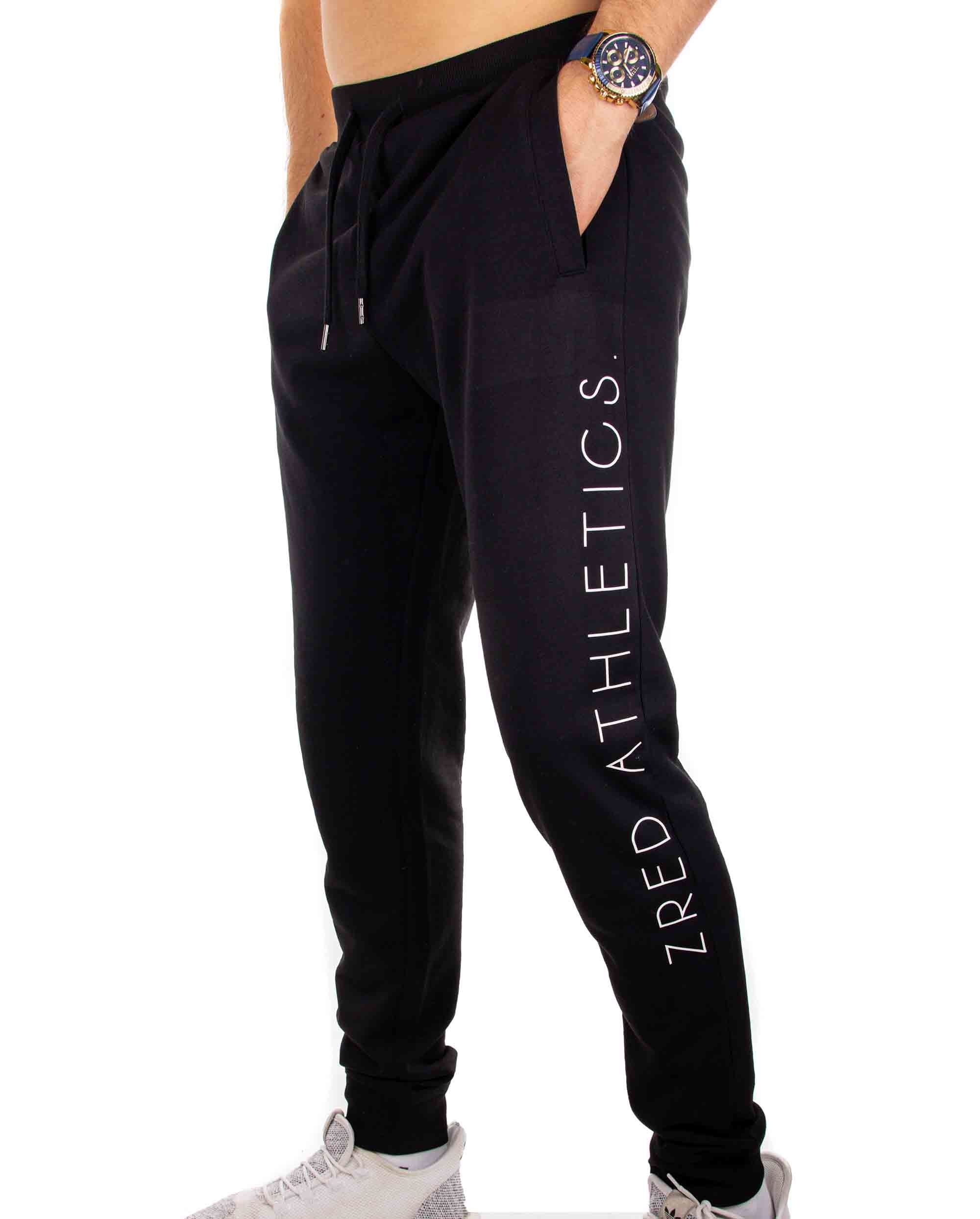 ZRED Athletics Sweatpant Basic in black for men, showcasing a stylish and comfortable design made from 100% cotton.