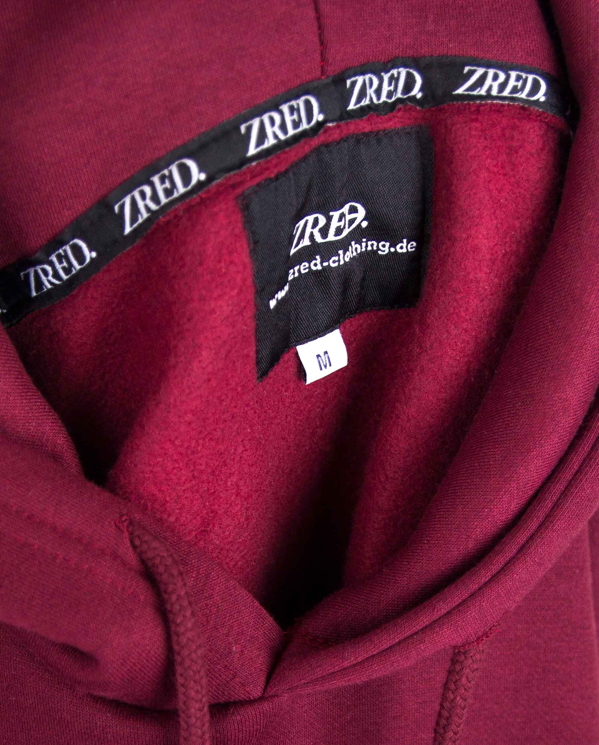 ZRED Origin Hoodie in burgundy für Damen, stilvoll und bequem, ideal für kalte Tage.